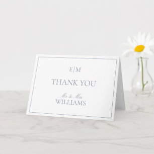 Monogram Dusty Blue Scriptの写真結婚ありがとう カード