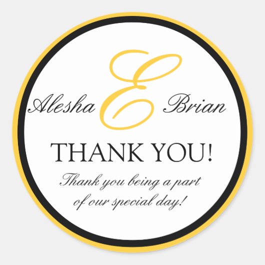 Monogram E Weddingありがとうステッカー ラウンドシール (正面)