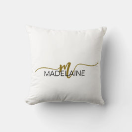 Monogram Elegant Black Gold Color Personal クッション