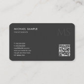 Monogram Elegant Black Professional QR Code 名刺 (裏面)