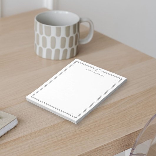 Monogram Elegant Black & White Border Stationery ノートパッド