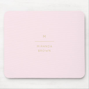 Monogram Elegant Blush Pink Gold Minimalist Classy マウスパッド