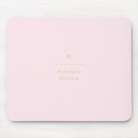 Monogram Elegant Blush Pink Gold Minimalist Classy マウスパッド (正面)