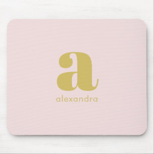 Monogram Elegant Blush Pink Gold Minimalist Classy マウスパッド