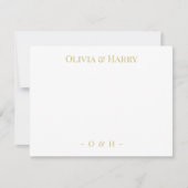 Monogram Elegant Chic Gold White Wedding Note Card ノートカード (正面)