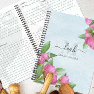 Monogram Elegant Floral Vintage Floral Recipe ノートブック