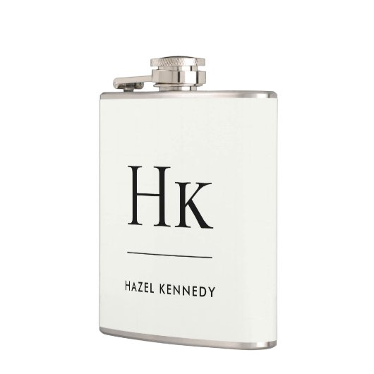 Monogram Elegant Ivory Personalized Bachelorette フラスク (左)