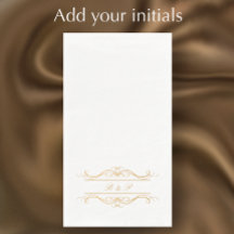 Monogram Elegant Modern Gold Swirl Script Wedding