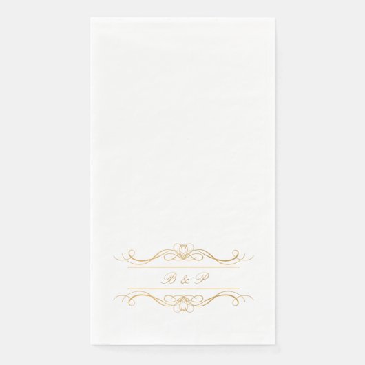 Monogram Elegant Modern Gold Swirl Script Wedding (正面)