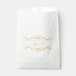 Monogram Elegant Modern Gold Swirl Script Wedding フェイバーバッグ
