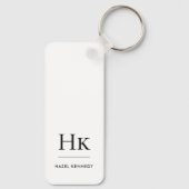 Monogram Elegant Simple Modern Minimalist White キーホルダー (裏面)