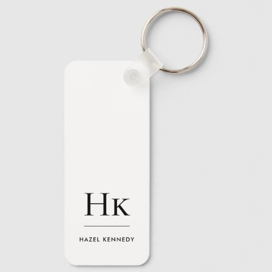 Monogram Elegant Simple Modern Minimalist White キーホルダー (裏面)