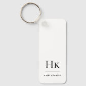 Monogram Elegant Simple Modern Minimalist White キーホルダー (正面)