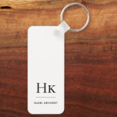 Monogram Elegant Simple Modern Minimalist White キーホルダー (裏面)