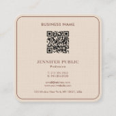 Monogram Elegant Terracotta Luxury Premium Linen スクエア名刺 (裏面)