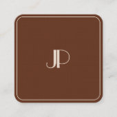 Monogram Elegant Terracotta Luxury Premium Linen スクエア名刺 (正面)