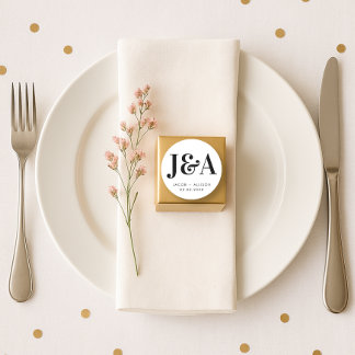 monogram elegant wedding favor gift ラウンドシール