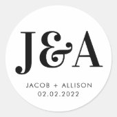 monogram elegant wedding favor gift ラウンドシール (正面)