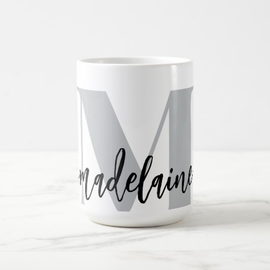 Monogram Elegant White Black  コーヒーマグカップ (中央)