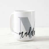 Monogram Elegant White Black  コーヒーマグカップ (正面左)
