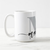 Monogram Elegant White Black  コーヒーマグカップ (左)