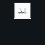 Monogram Elegant White Black Personal キャンバスプリント<br><div class="desc">An elegant monogram with your personal name.
the background is white with your name in a modern black script font.
Your initial is in a soft grey color.</div>