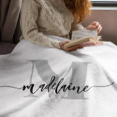 Monogram Elegant White Black Personal フリースブランケット