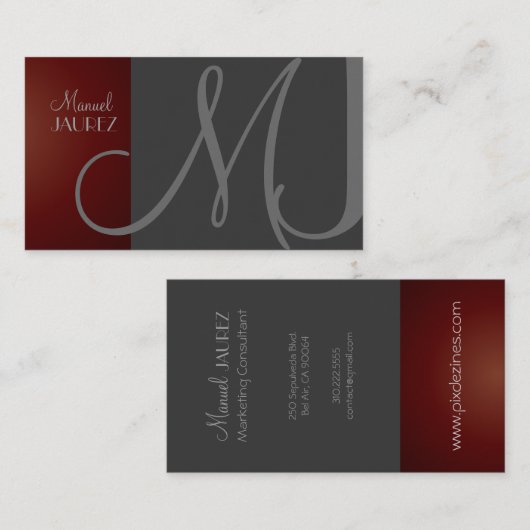 MONOGRAM Enレトロカラー/グラファイト+マルーン 名刺 (正面/裏面)