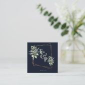 Monogram Eucalyptus Leaves Cute Greenery Wedding E エンクロージャーカード (スタンド正面)