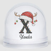 Monogram Family Christmas Antlers Santa Hat PHOTO (正面)