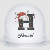 Monogram Family Christmas Antlers Santa Hat PHOTO (正面)