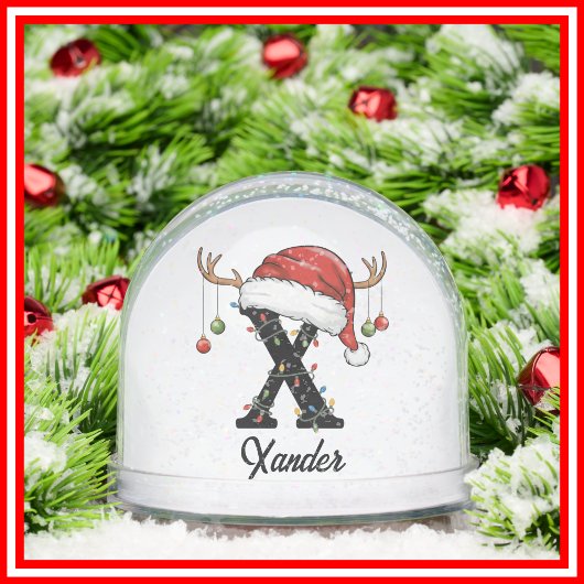 Monogram Family Christmas Antlers Santa Hat PHOTO