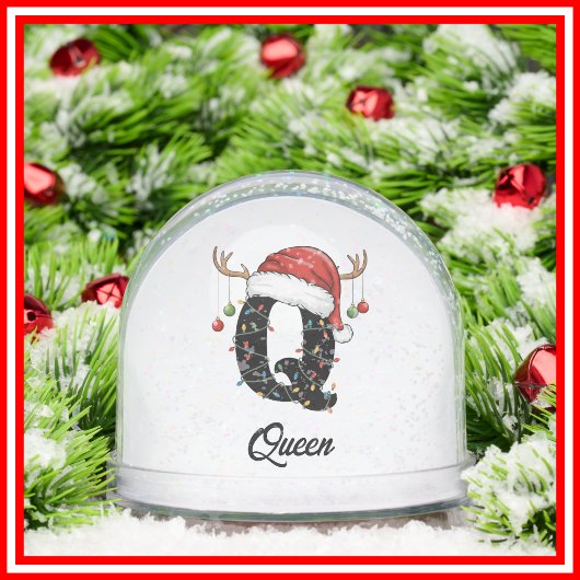 Monogram Family Christmas Antlers Santa Hat PHOTO