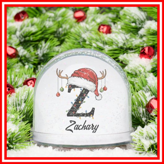 Monogram Family Christmas Antlers Santa Hat PHOTO