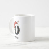 Monogram Family Christmas Antlers Santa Hat PHOTO コーヒーマグカップ (正面左)