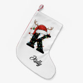 Monogram Family Christmas Antlers Santa Hat Small スモールクリスマスストッキング (正面 (吊り時))