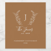 Monogram family name classy elegant template ワインラベル (シングルラベル)