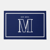 Monogram Family Year Navy Blue Champagne ドアマット (正面)