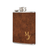 Monogram Faux Brown Leather Flask フラスク (左)