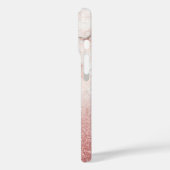 Monogram Faux Rose Gold Glitter White Marble Ombre Case-Mate iPhoneケース (裏面 / 左)