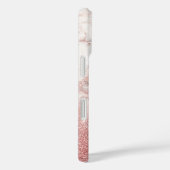 Monogram Faux Rose Gold Glitter White Marble Ombre Case-Mate iPhoneケース (裏面 / 右)