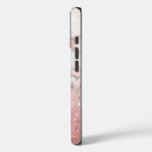 Monogram Faux Rose Gold Glitter White Marble Ombre Case-Mate iPhoneケース (裏面 / 左)