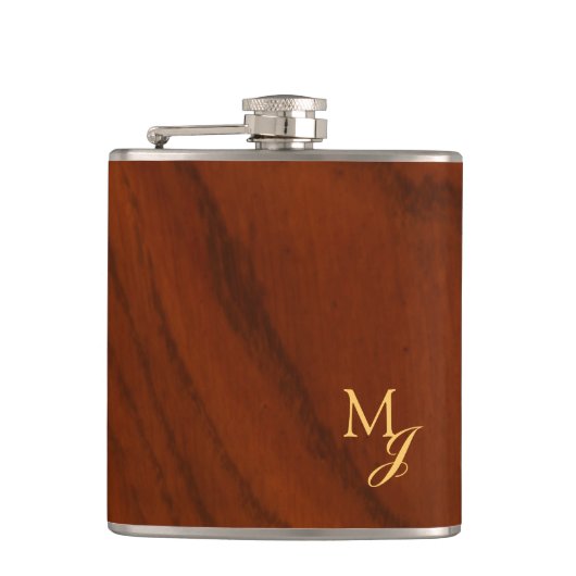Monogram Faux Wood フラスク (正面)
