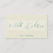 Monogram FINANCIAL ADVISOR modern script 名刺 (正面)
