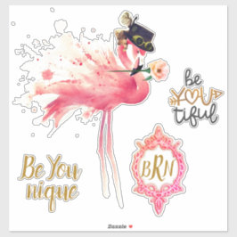 Monogram Flamingo "Be You Healy" Steampunkヴィンテージ シール