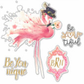 Monogram Flamingo "Be You Healy" Steampunkヴィンテージ シール (正面)