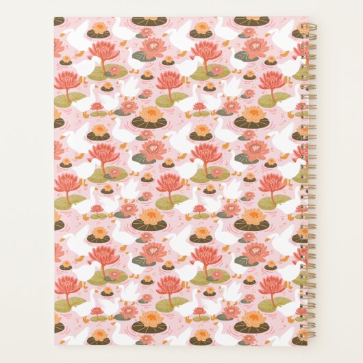 Monogram Floral Goose Waterlily  Pattern プランナー手帳 (裏面)