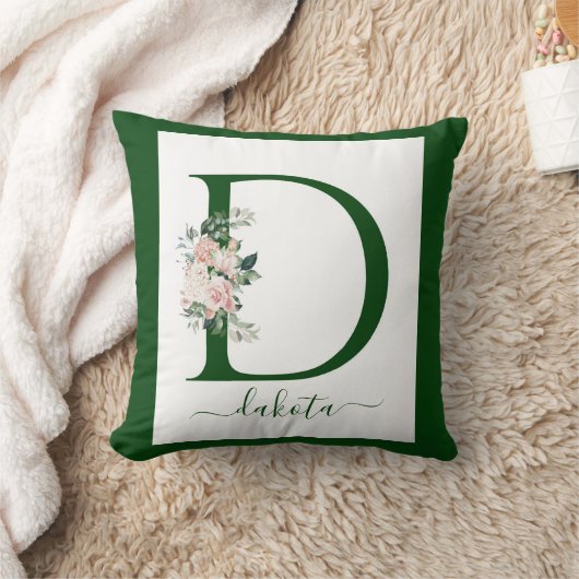 Monogram Floral Letter D クッション (ブランケット)