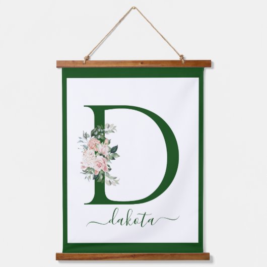 Monogram Floral Letter D 吊り下げ型タペストリー (正面)