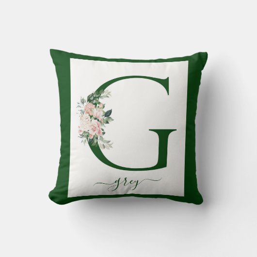 Monogram Floral Letter G クッション (正面)